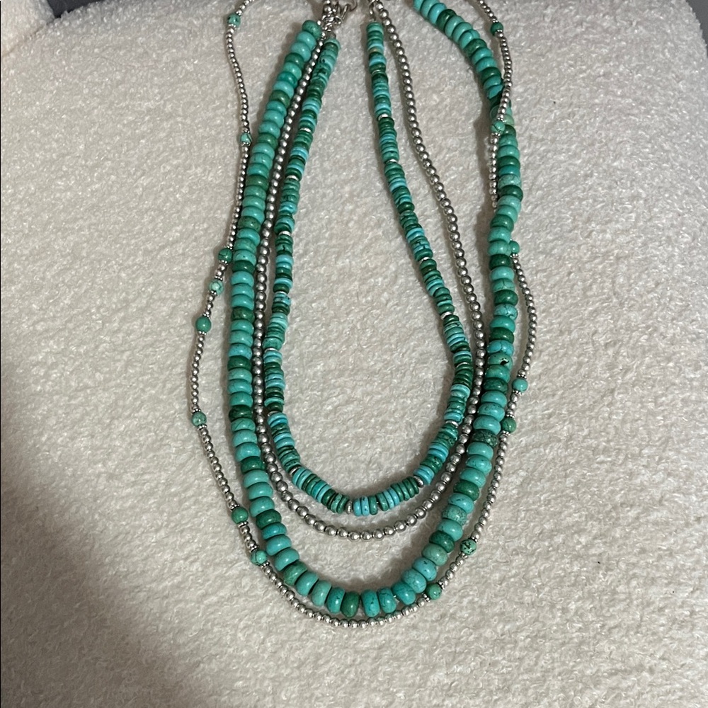 New w/ tags: Chico's stunning Turquoise and Silver Layered Necklace